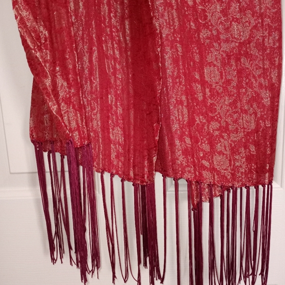 COPY - Women's Satin Sparkle Scarf, Color Red - Picture 3 of 6